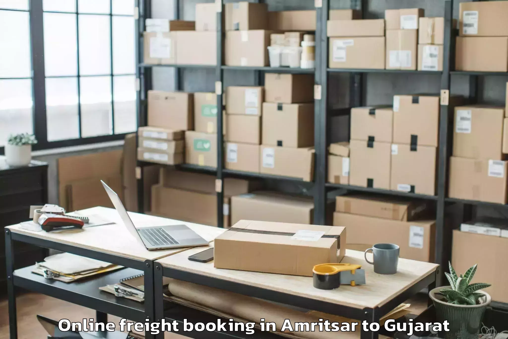 Trusted Amritsar to Jhagadia Online Freight Booking